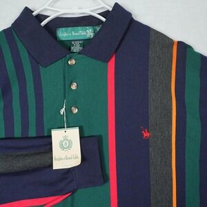 Vintage Knights of Round Table Mens 2XLT Tall Striped Polo Shirt Colorblock 90's